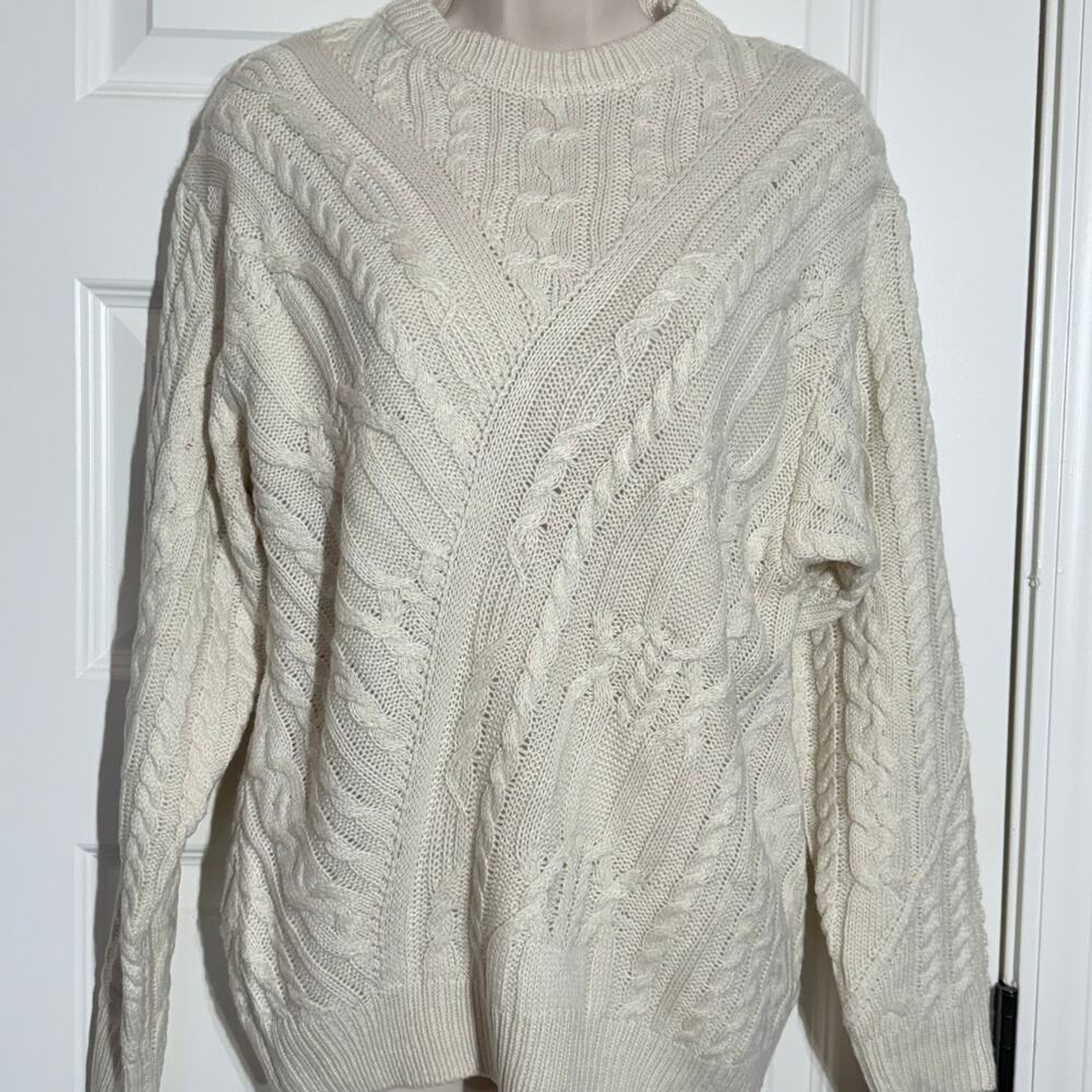 Apricot Lane & Merci Ivory Cable Knit Sweater, Women's Size S